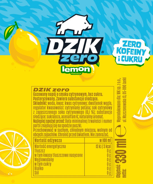 DZIK® ZERO LEMON ‑ 330 ML