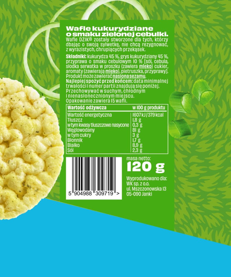WAFLE KUKURYDZIANE ZIELONA CEBULKA DZIK®