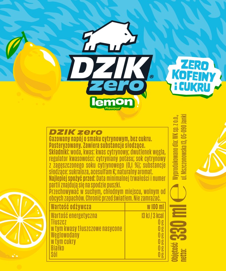 DZIK® ZERO LEMON ‑ 330 ML