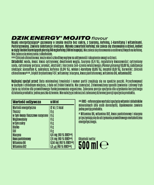 DZIK® ENERGY ZERO KALORII MOJITO 500 ML